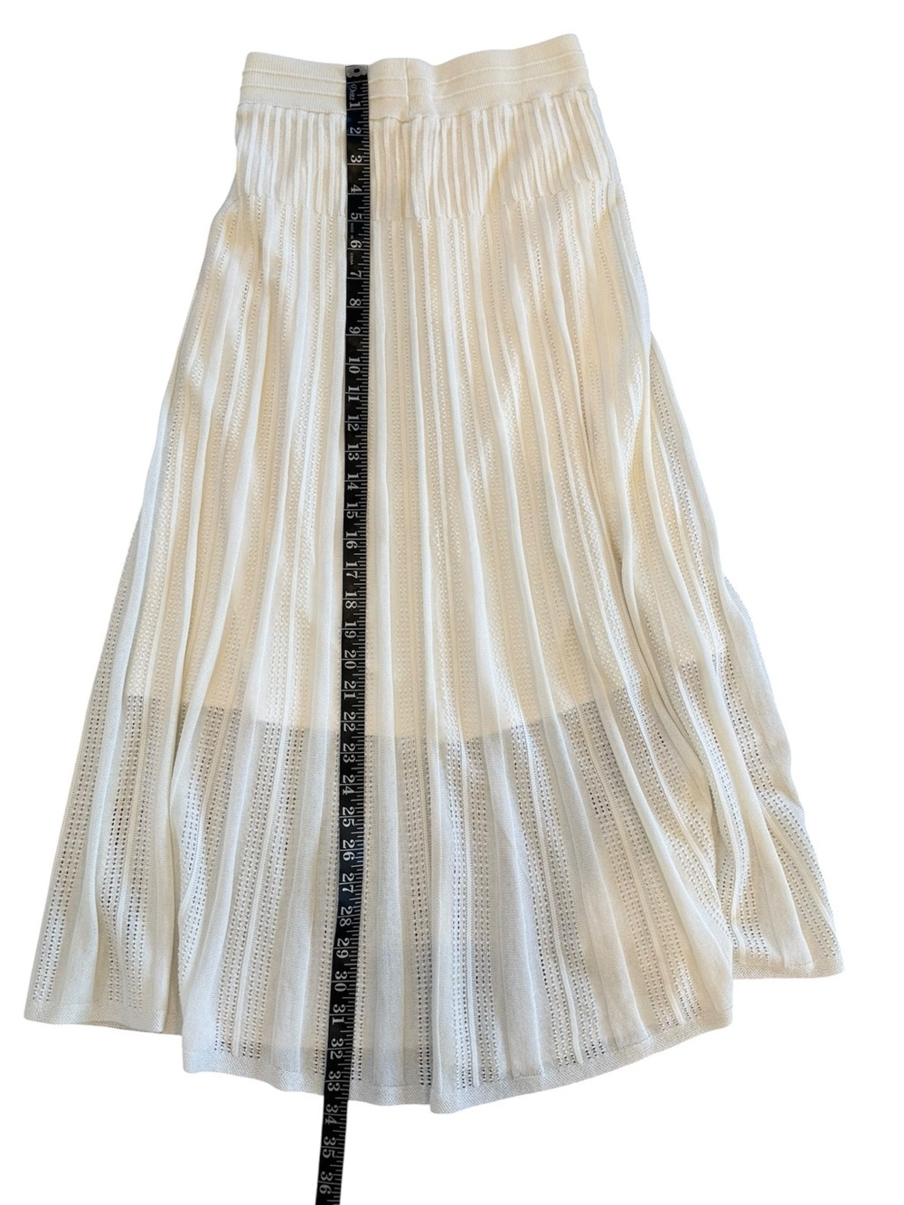 GU Uniqlo Cream Boho Hippie Prairie Maxi Knit Cottagecore Flower Child Skirt S - Picture 9 of 9